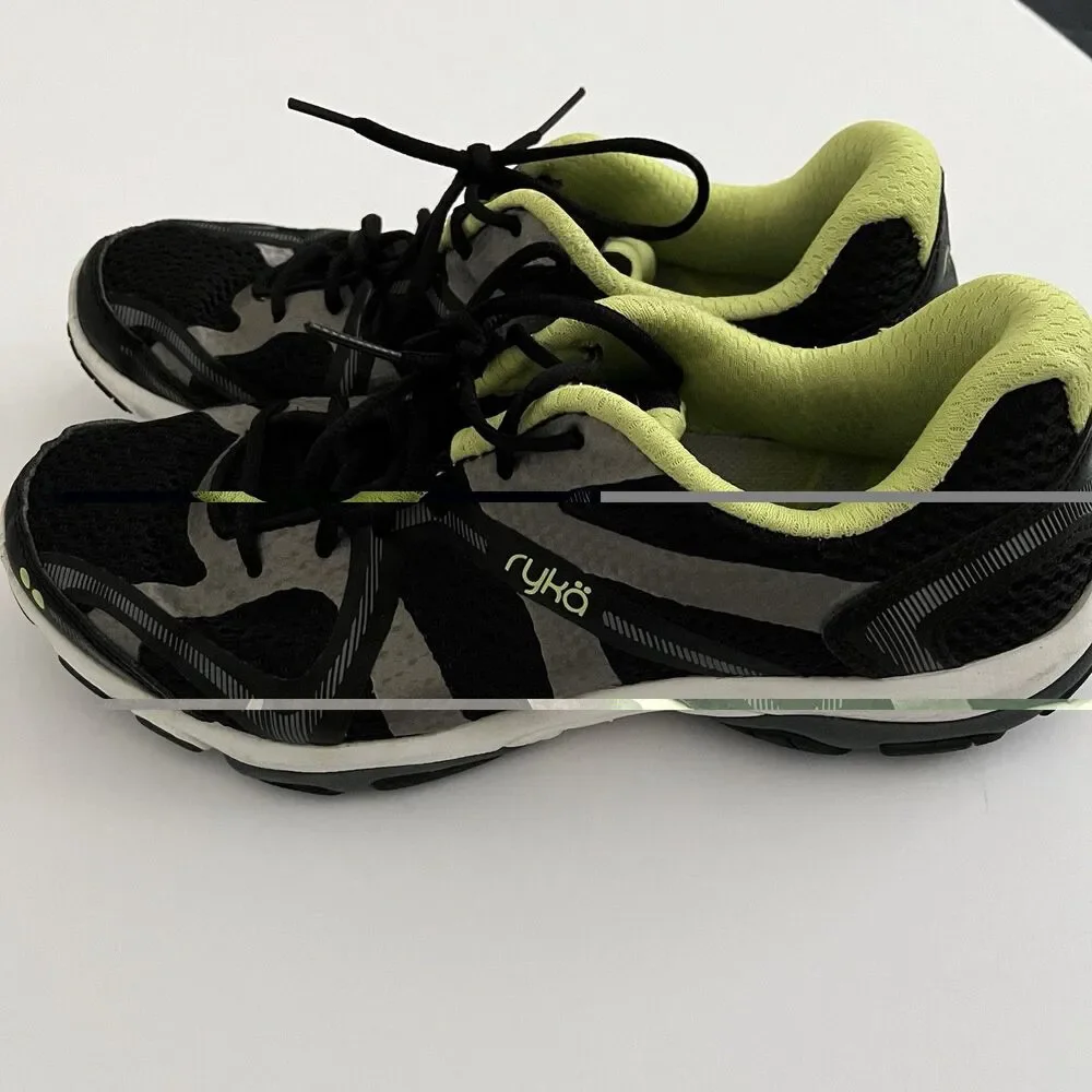 Ryka Influence Womens Training Shoes Black Grey Lime Green sz 9M Studio Dance